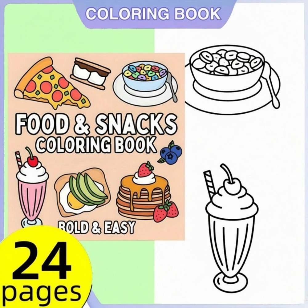 Food And Snacks Coloring Book Bold And Easy - Livro de Colorir de Comida e