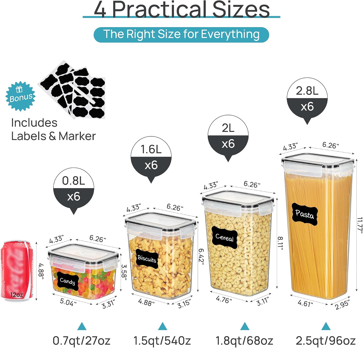 Recipientes Herméticos para Ar - Food Snacks Label avaliação e preço