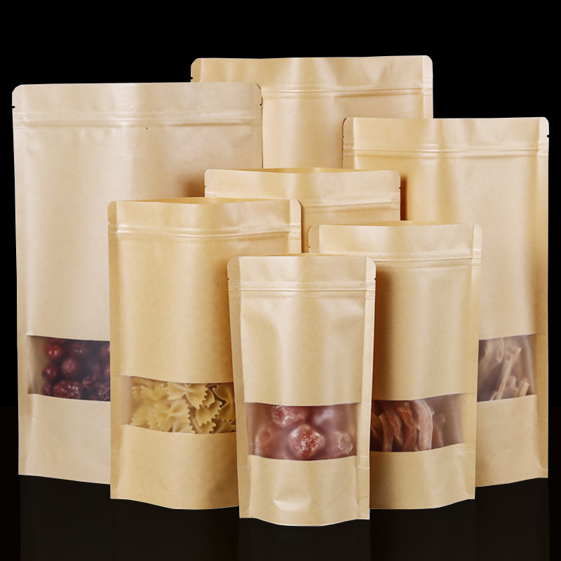 100 pçs marrom doypack kraft e - Food Snacks Packets avaliação e preço