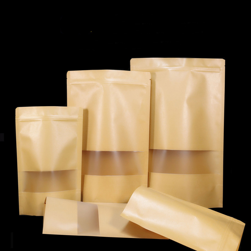 100 pçs marrom doypack kraft e - Food Snacks Packets avaliação e preço