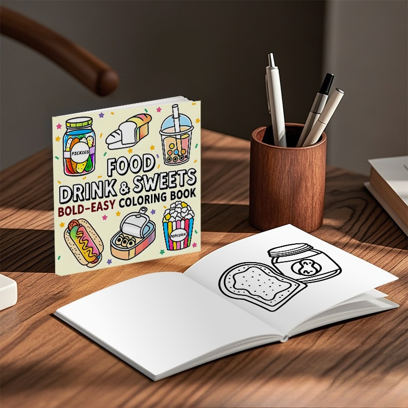 Livro de Desenho Antiestresse  - Food And Snacks Coloring Book Bold And Easy avaliação e preço