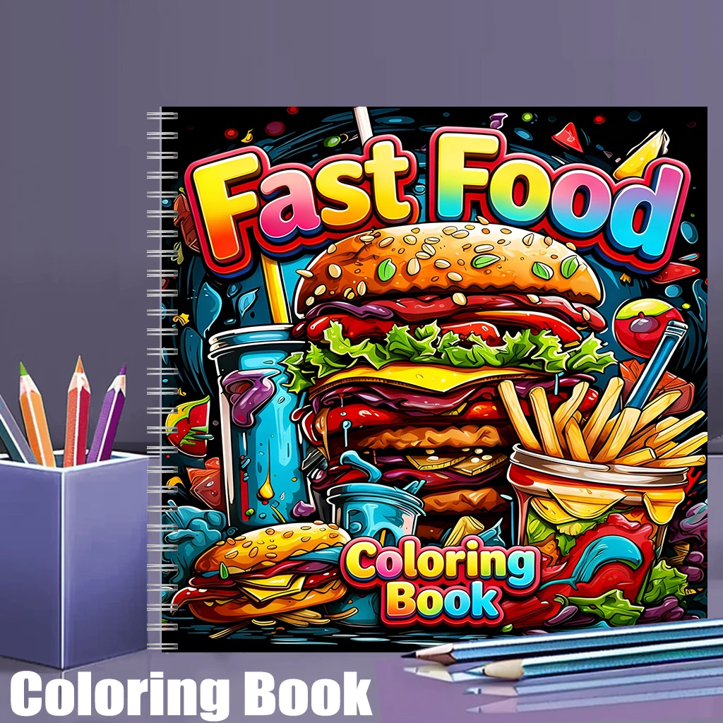 Livro de Colorir de Fast Food  - Food And Snacks Coloring Book Bold And Easy avaliação e preço